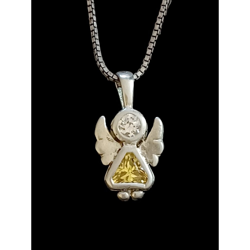 Hillard & Handon Vintage 925 Sterling Silver Angle Pendant Necklace 18"